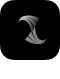 Black app logo with abstract design
